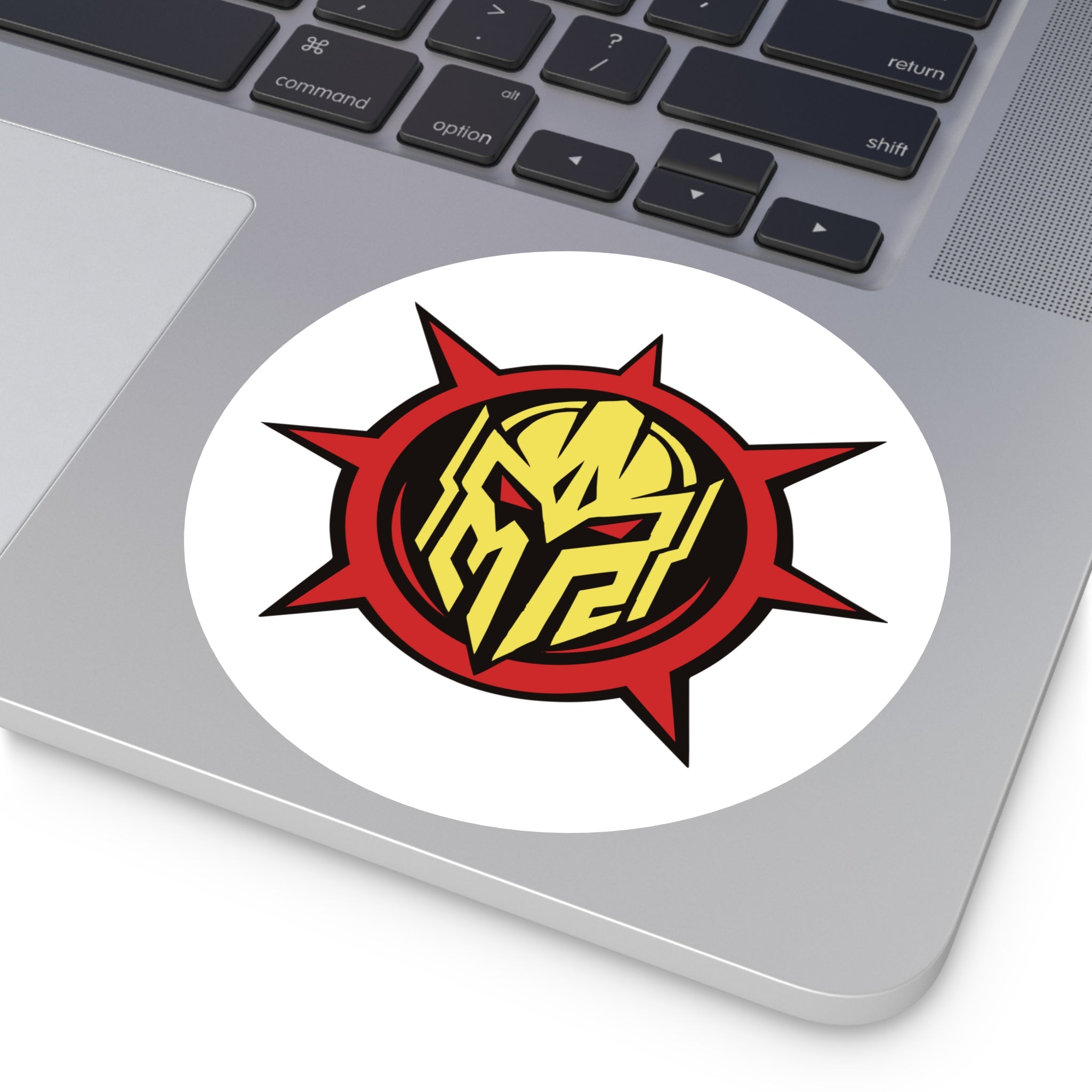 Mystermash Gold Helmet Emblem – Premium Round Vinyl Sticker (Indoor/Outdoor)