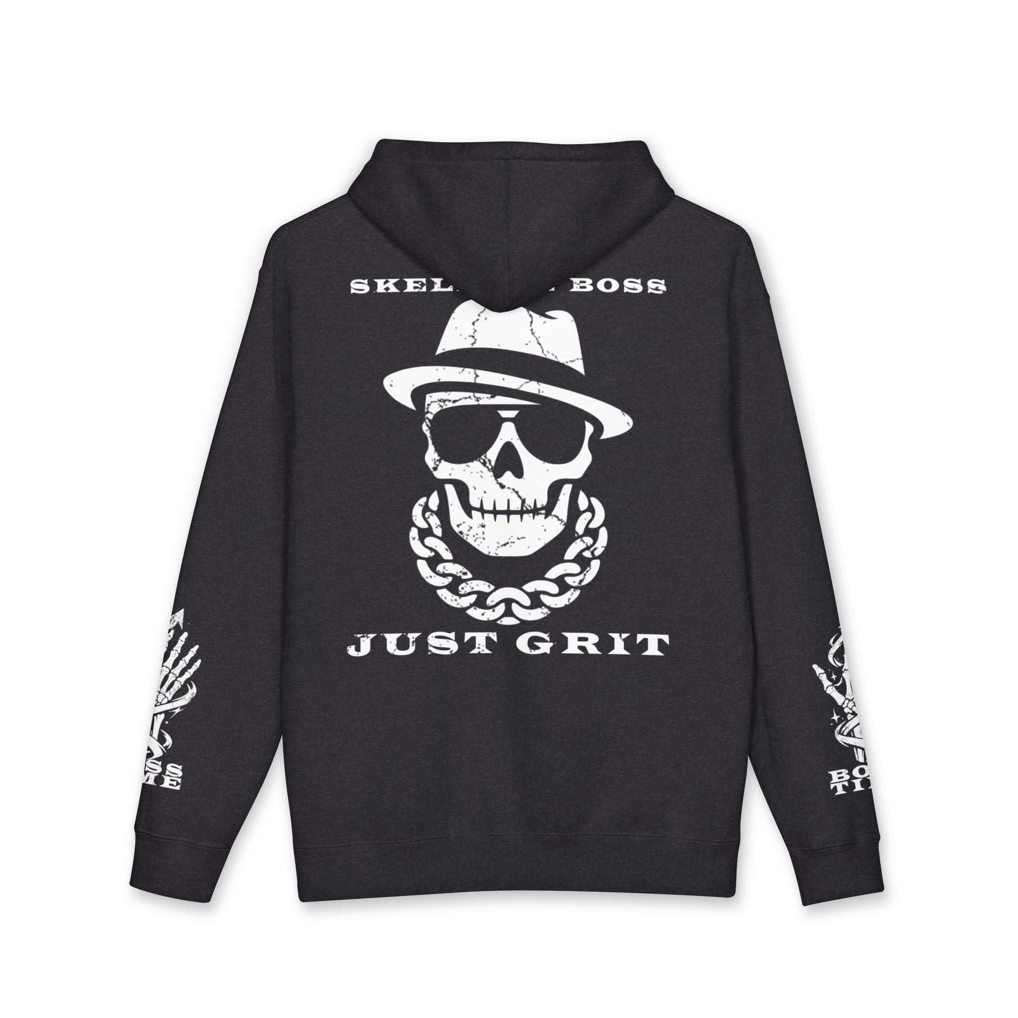 Skeleton Boss Just Grit Hoodie – Heavyweight Motivational Streetwear Hoodie