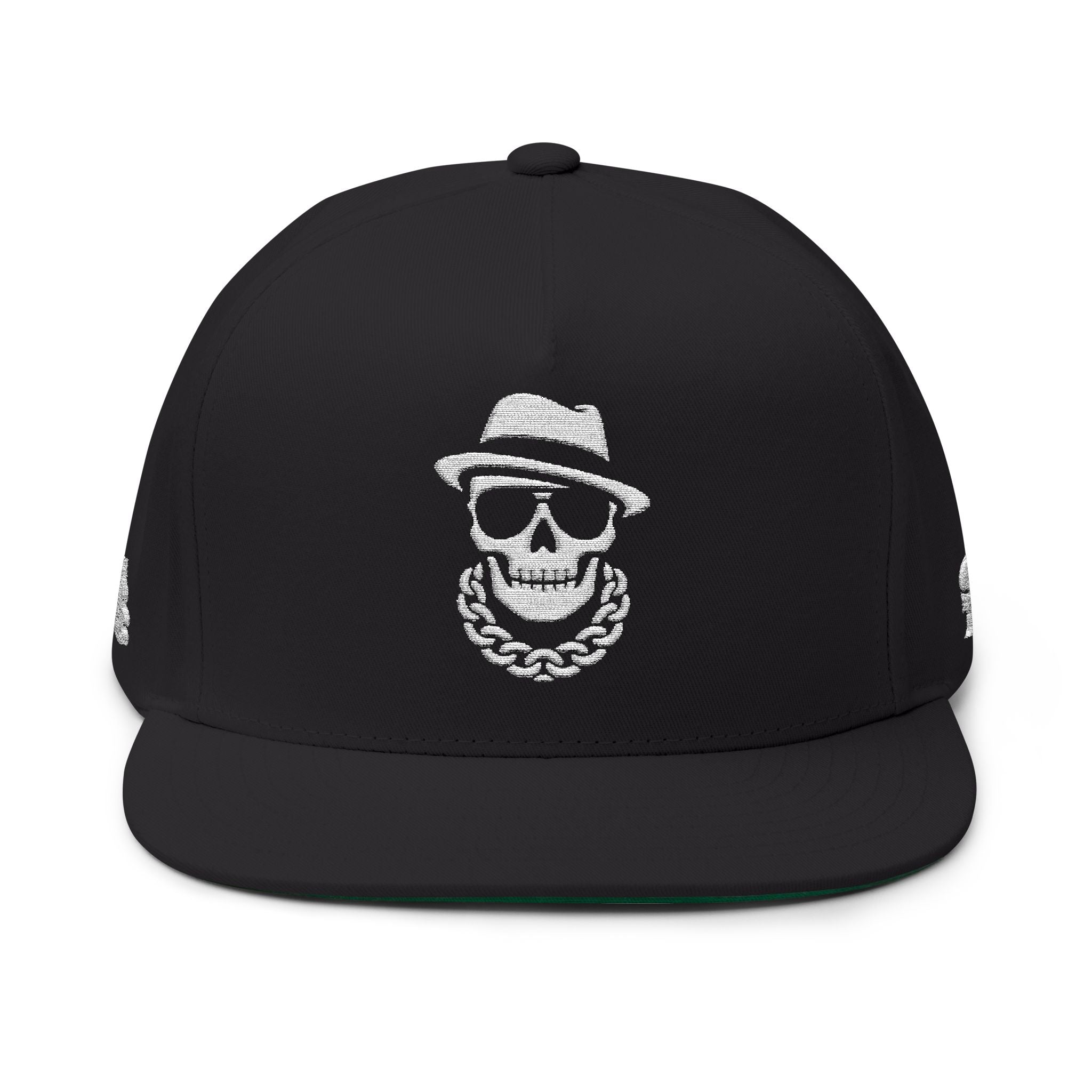 Skeleton Boss Flat Bill Snapback Hat – Luxury Streetwear Skull Cap | SB Embroidered Snapback