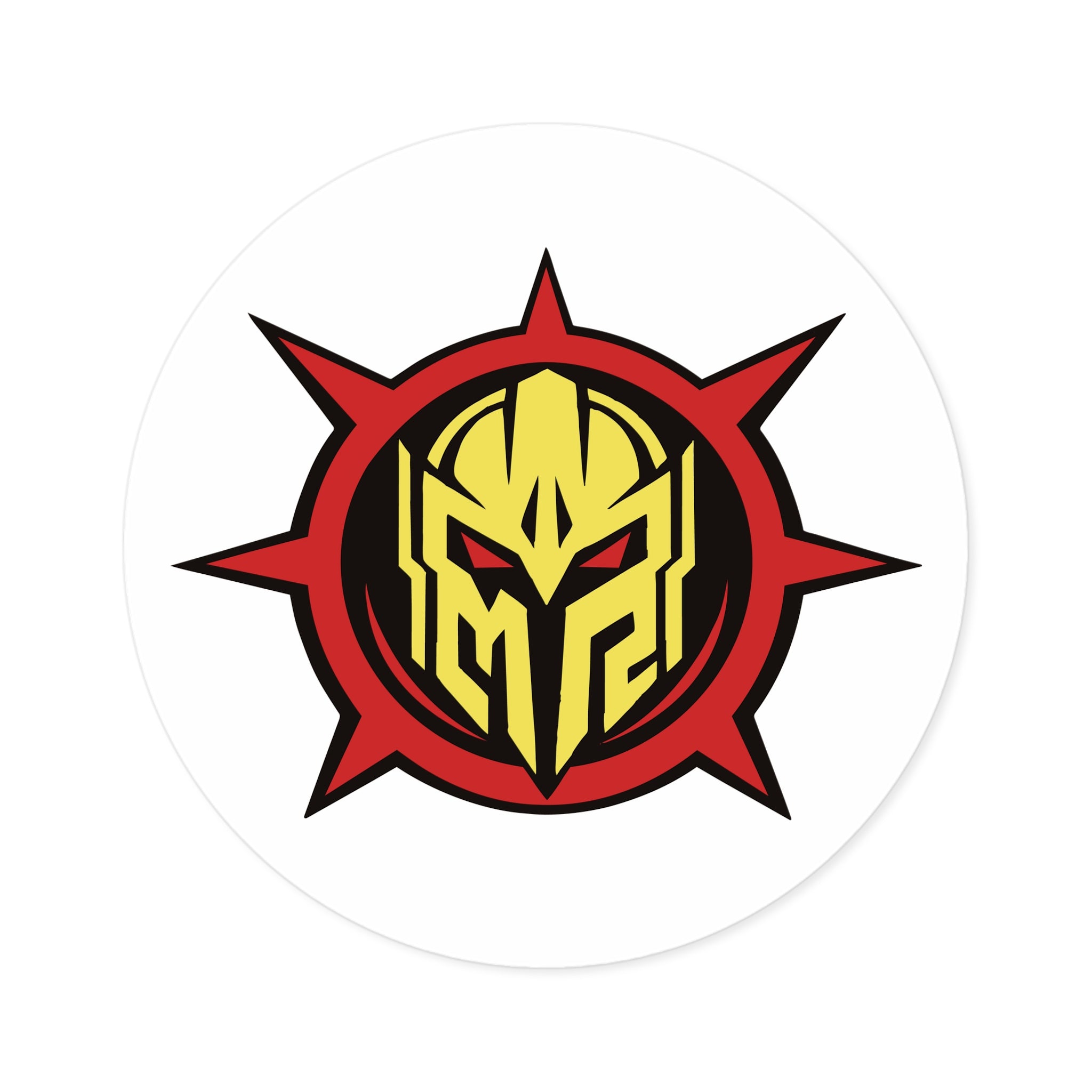 Mystermash Gold Helmet Emblem – Premium Round Vinyl Sticker (Indoor/Outdoor)