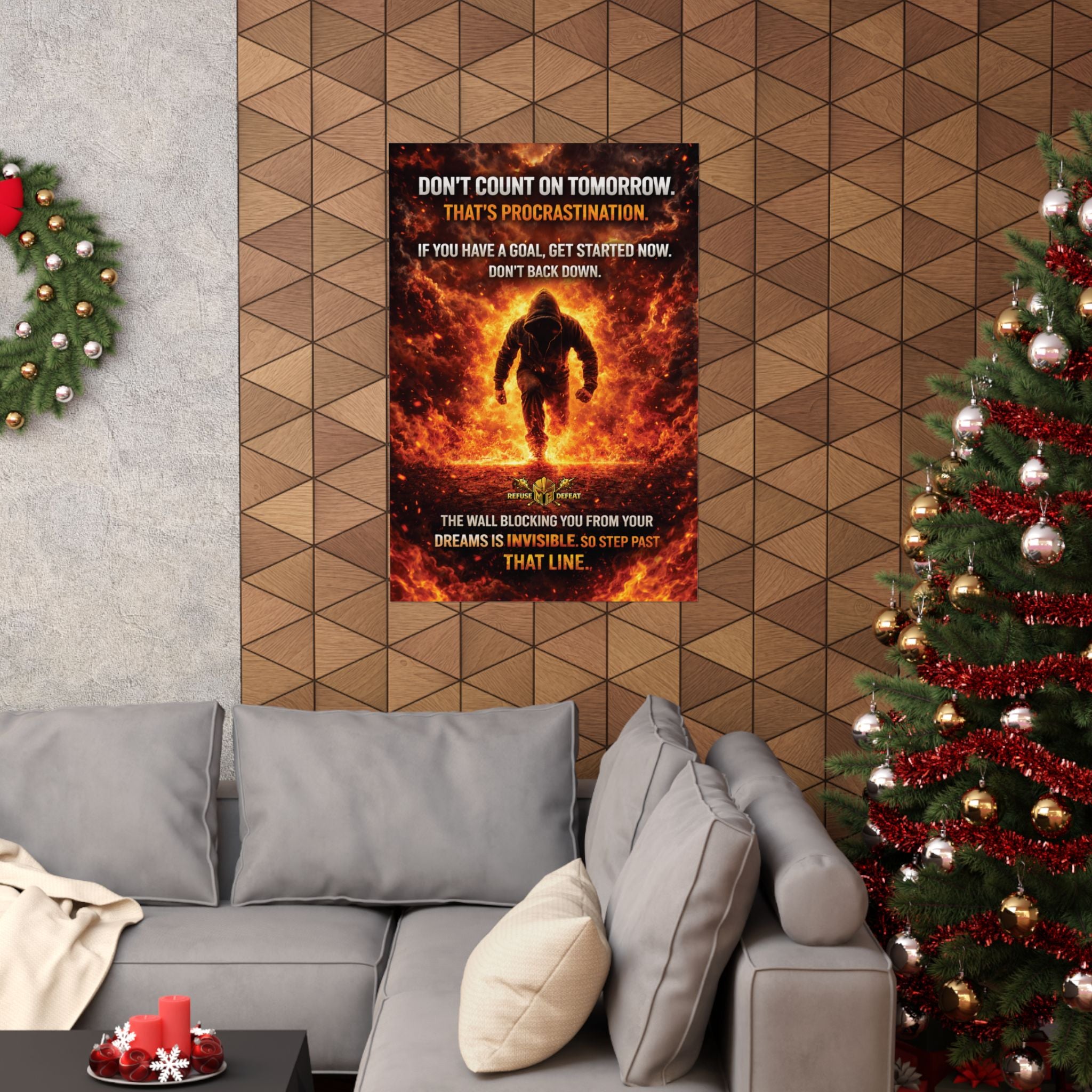 Motivational Fire Runner Poster – Don’t Count on Tomorrow Wall Art