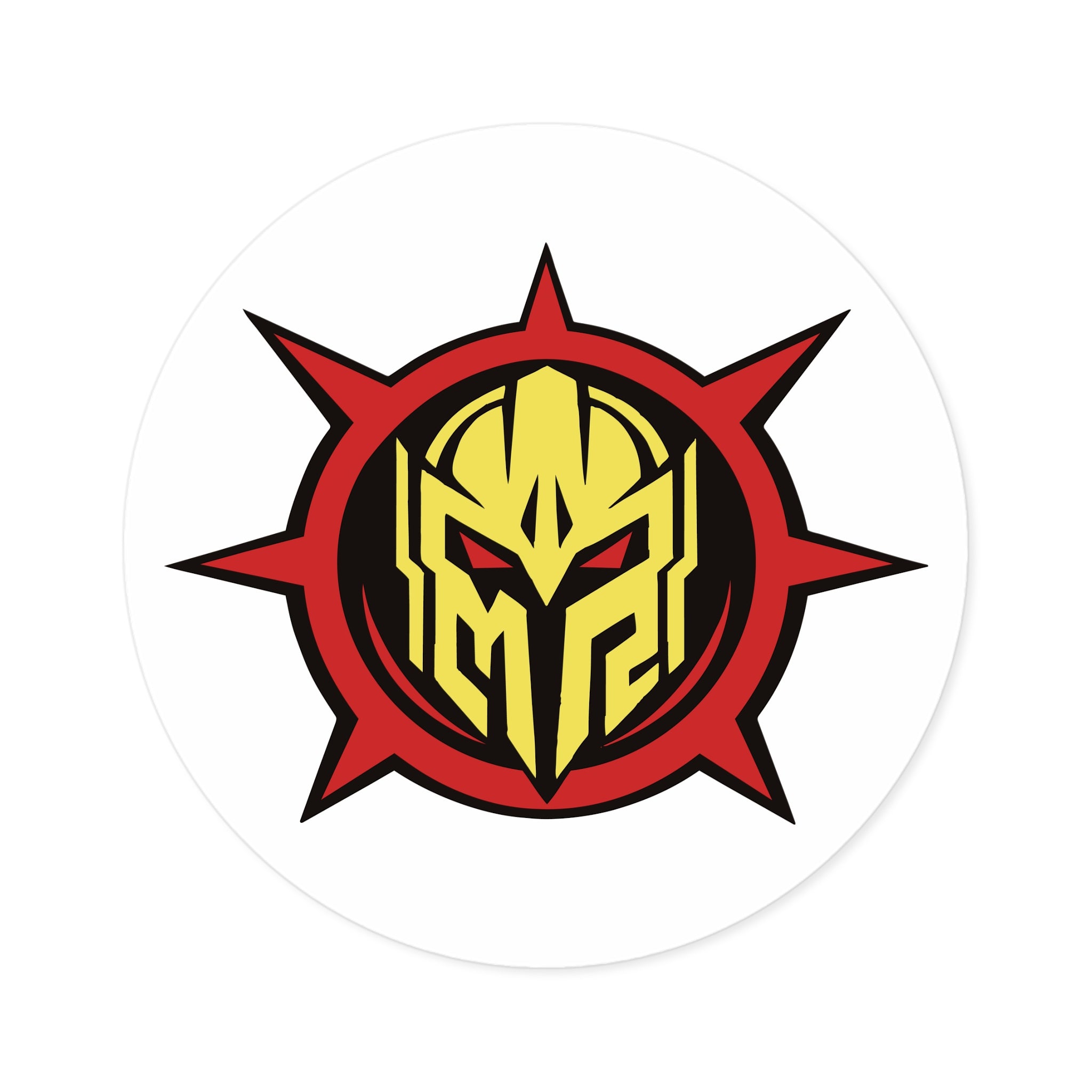 Mystermash Gold Helmet Emblem – Premium Round Vinyl Sticker (Indoor/Outdoor)