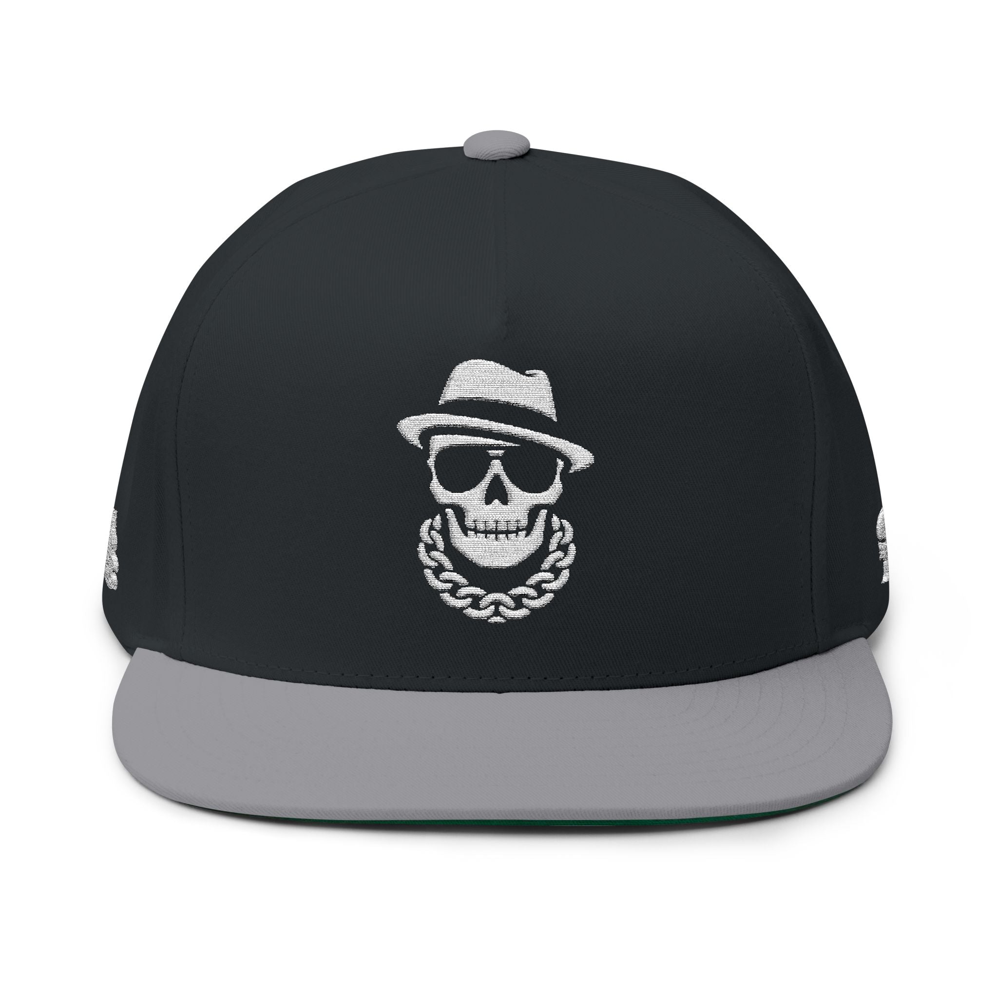 Skeleton Boss Flat Bill Snapback Hat – Luxury Streetwear Skull Cap | SB Embroidered Snapback