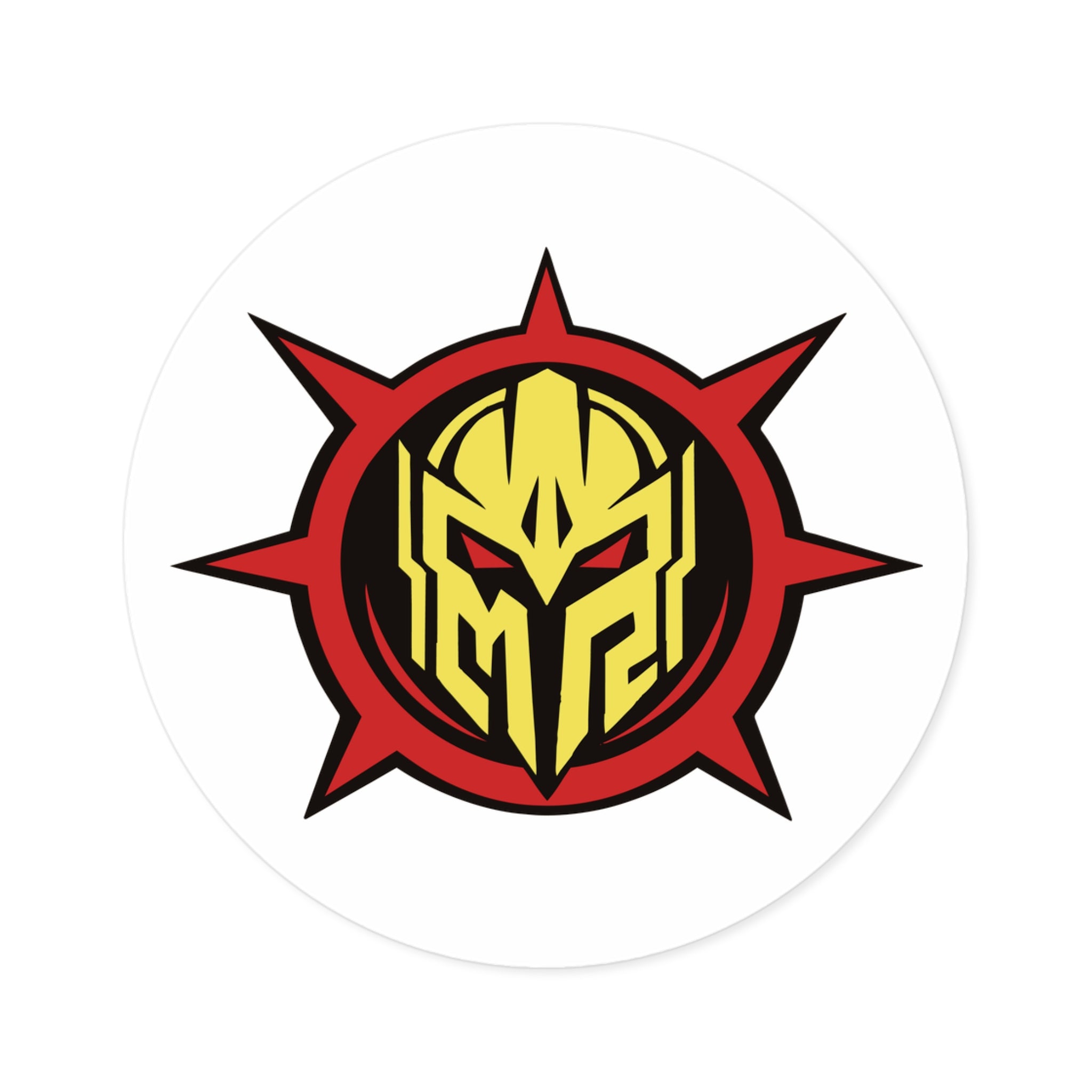 Mystermash Gold Helmet Emblem – Premium Round Vinyl Sticker (Indoor/Outdoor)