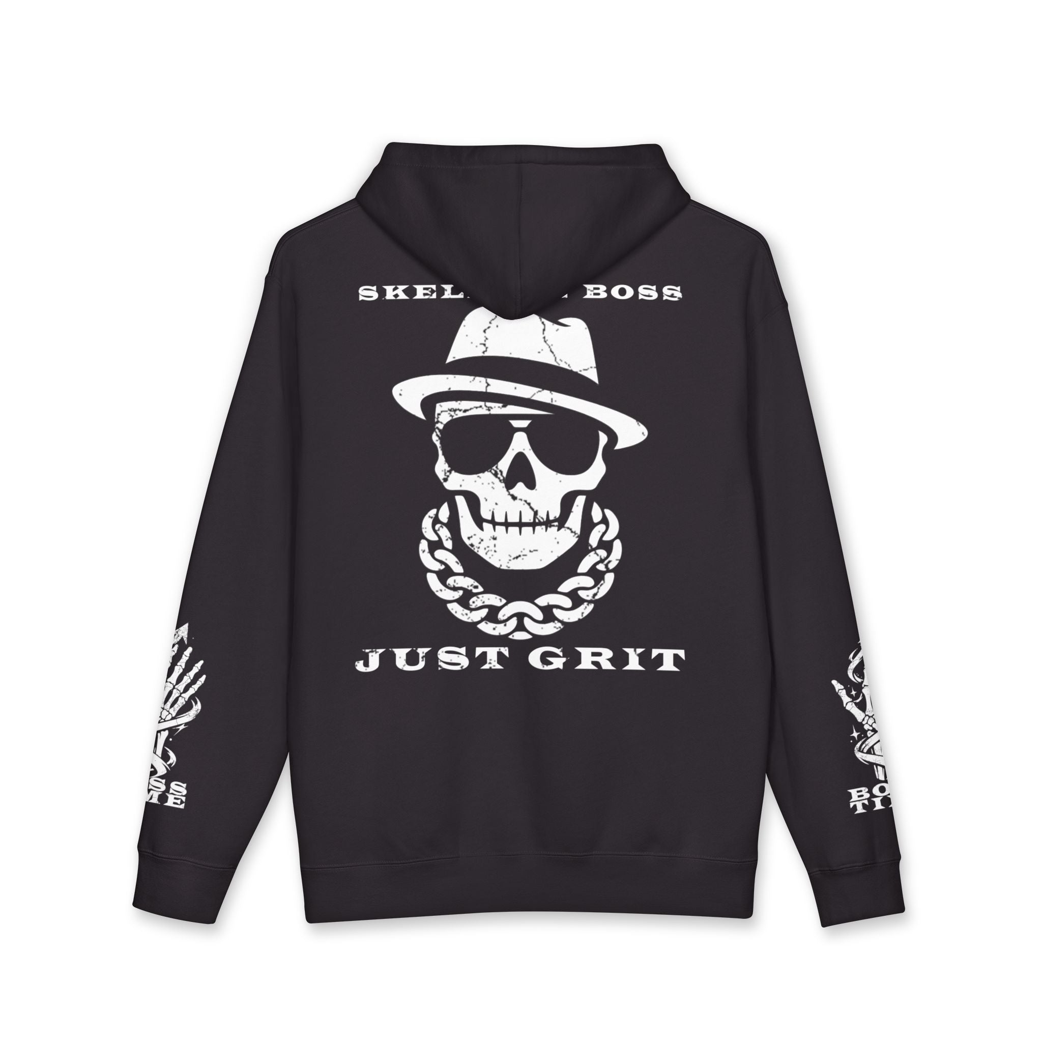 Skeleton Boss Just Grit Hoodie – Heavyweight Motivational Streetwear Hoodie