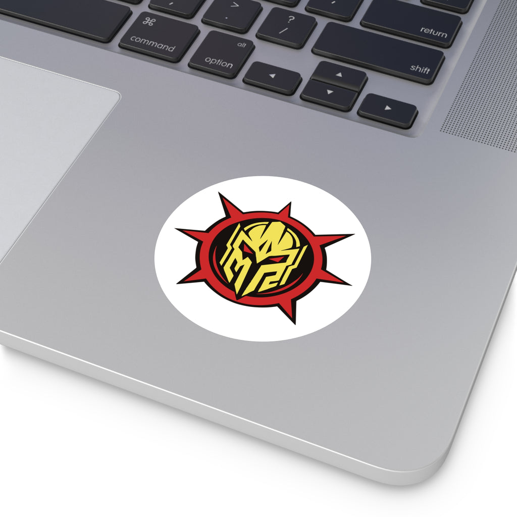 Mystermash Gold Helmet Emblem – Premium Round Vinyl Sticker (Indoor/Outdoor)