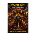 EVOLVE OR VANISH Poster – Motivational Warrior Wall Art, Medieval Knight Canvas Print, Gym Office Decor, Alpha Mindset Artwork