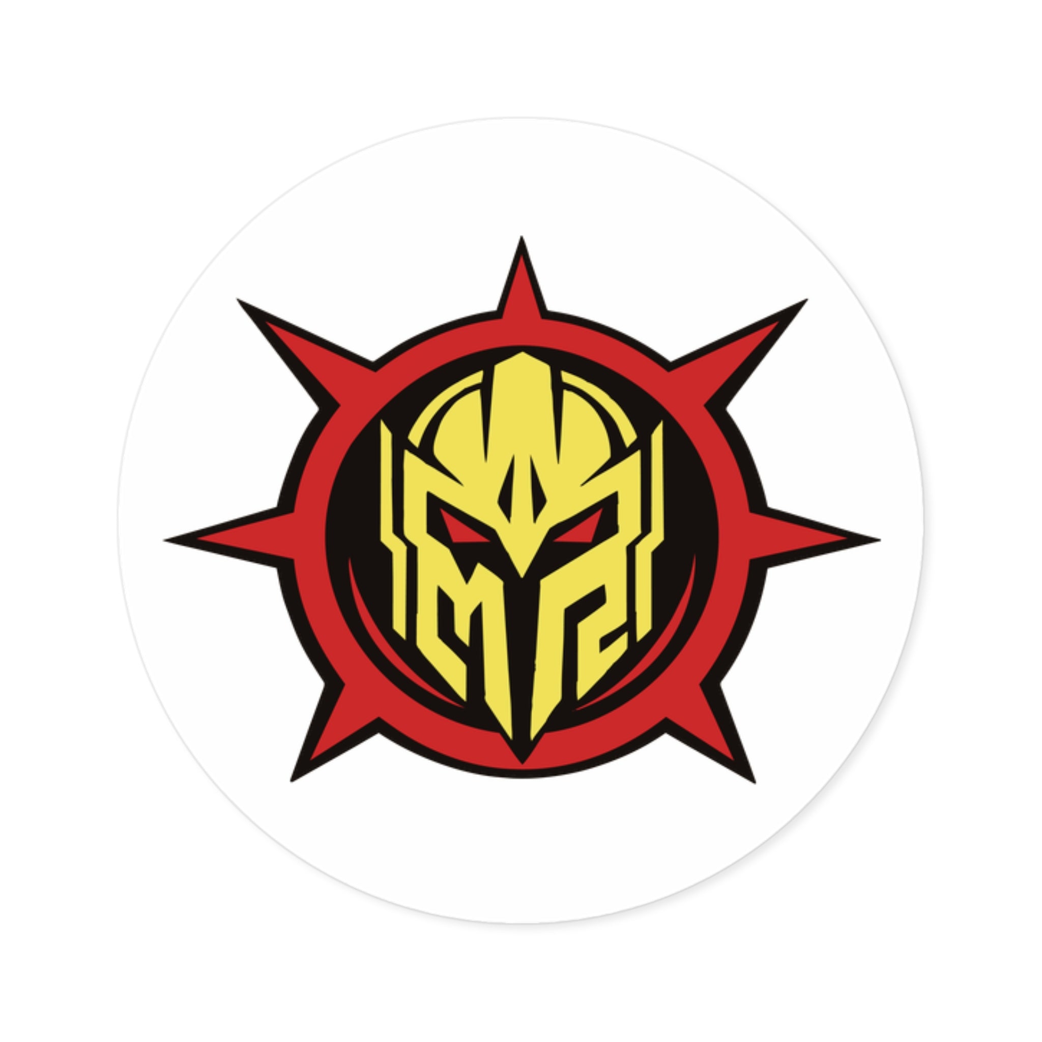 Mystermash Gold Helmet Emblem – Premium Round Vinyl Sticker (Indoor/Outdoor)