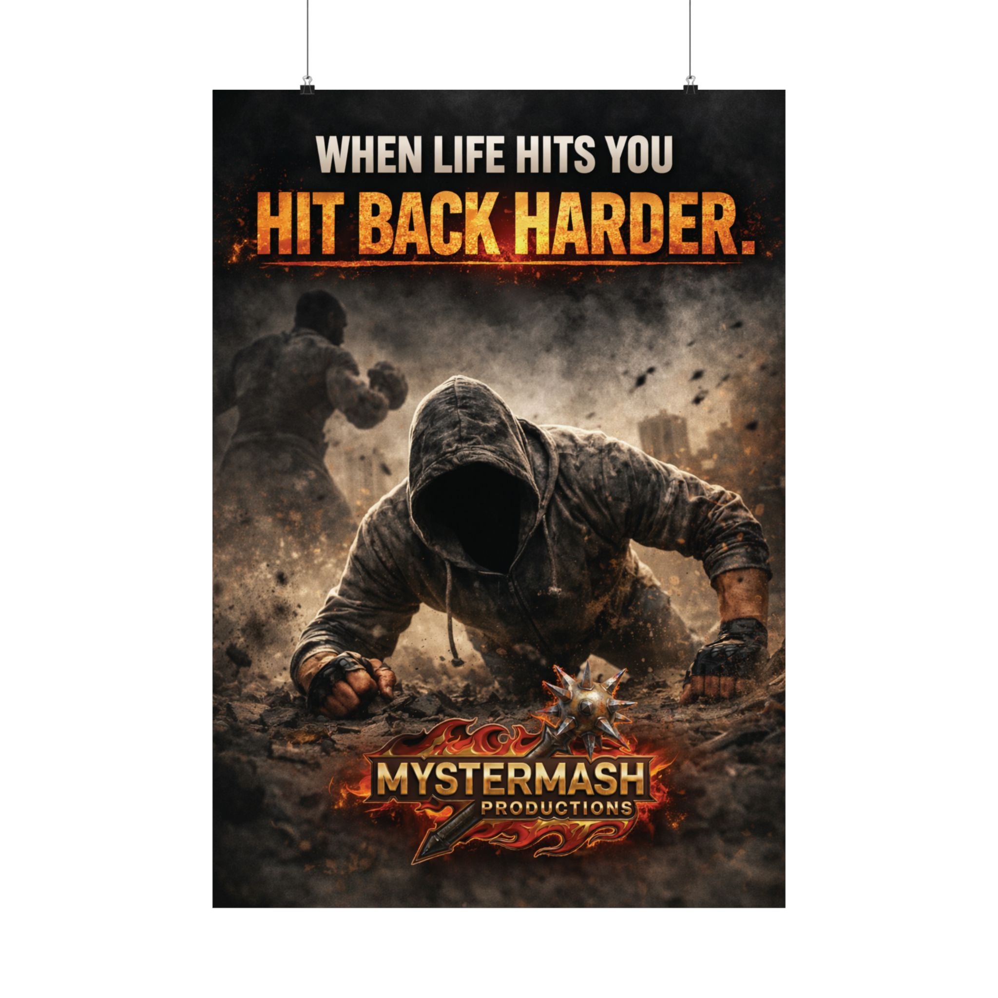 When Life Hits You Hit Back Harder Motivational Poster – Relentless Mindset Wall Art