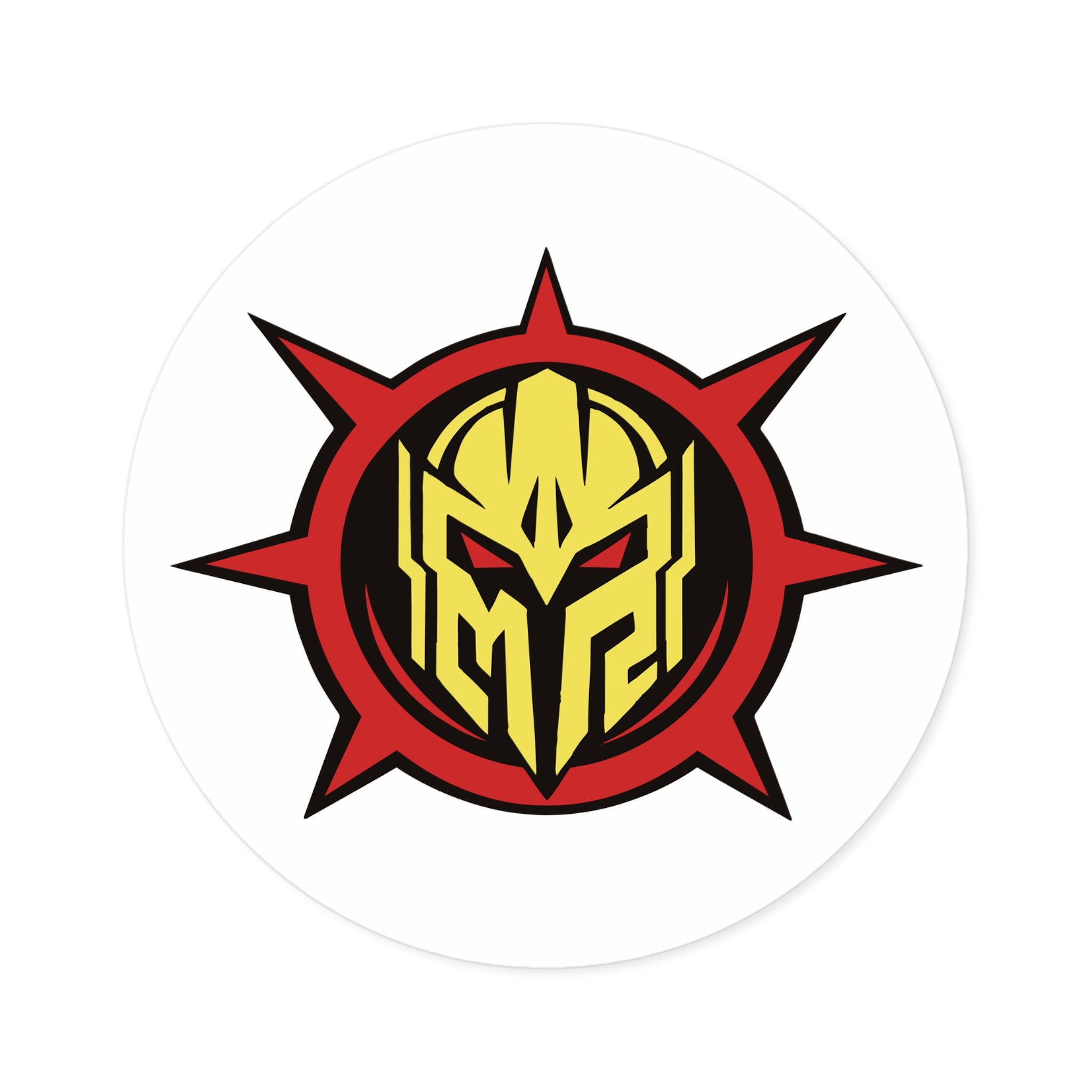 Mystermash Gold Helmet Emblem – Premium Round Vinyl Sticker (Indoor/Outdoor)